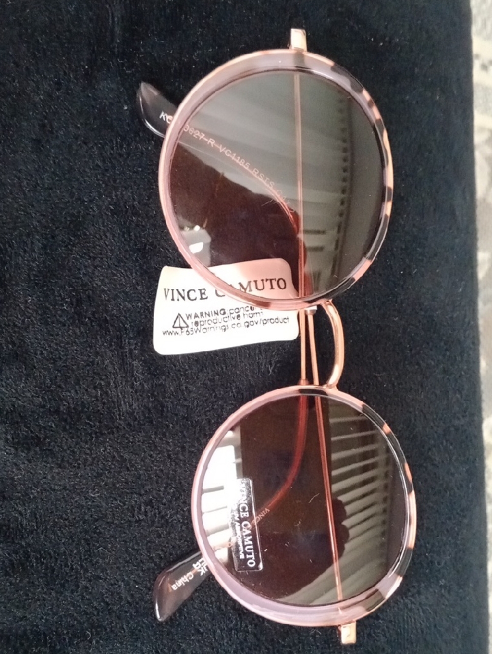 Vince Camuto Rose Gold Round Sunglasses with Pink Lenses